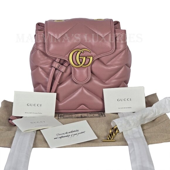 GUCCI BAG 777253 GG MARMONT LOGO BACKPACK PINK QUILTED LEATHER main image 2